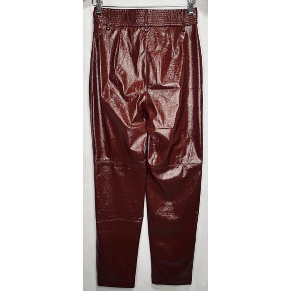 Aritzia Wilfred Glossy Faux Leather Pant in Maroon Rustique Size 4 - Picture 6 of 8